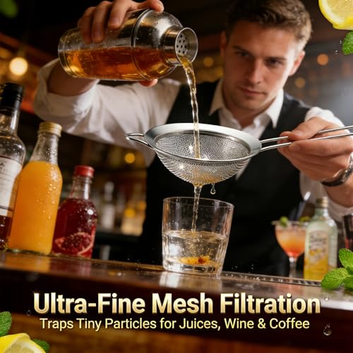 Anaeat Fine Mesh Strainers - Premium Stainless Steel Colander Sieve Sifters, with Durable Mesh and Sturdy Handle, Excellent for Sifting Dry ingredients, Flour, Pastas, Rice, Tea (5.5") - color: 5.5" Diameter
