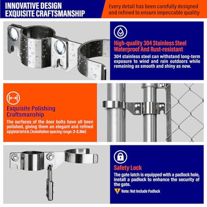 Heavy Duty Stainless Steel 1-5/8" x 2-3/8" Chain Link Fence Gate Fork Latch with Hole for Padlock（Fit 1 5/8" Gate Frame） 1Pack - size: 1-5/8''x2-3/8''-1P