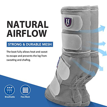 Harrison Howard Horse Leg Guard Stomp Reduction Hook and Loop Closures Rubbing Prevention - color: Silver Grey, size: Arab Medium (Pack of 4)