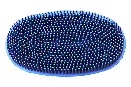 Grewal Equestrian Oval Face Grooming & Bathing Curry Brush for Horses, Dogs, Cats, & Other Pets - Very Soft Bristles (Navy Blue) - color: Navy Blue