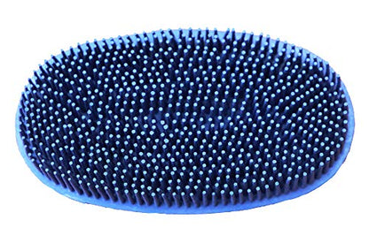 Grewal Equestrian Oval Face Grooming & Bathing Curry Brush for Horses, Dogs, Cats, & Other Pets - Very Soft Bristles (Navy Blue) - color: Navy Blue