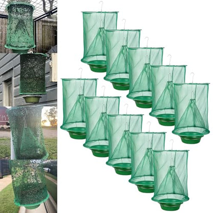 10 Ranch Fly Traps Outdoor Hanging, Reusable Stable Horse Fly Catcher Cage - size: 10 pack