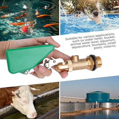 3/4 Inch Float Valve, Brass Water Float Valve for Water Tank, Float Ball Valve with Adjustable Arm for Livestock Waterer, Fountain, Aquarium, Aquaculture, Auto Water Level Control (1, green)