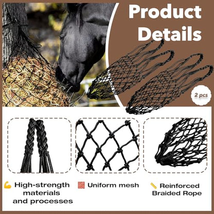 2 PCS Hay Net for Horses, 40" Slow Feed Hay Bag