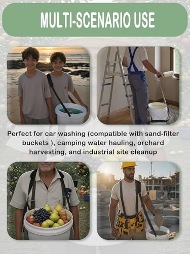 5 Gallon Bucket Shoulder Strap Strap：Heavy-Duty Adjustable Nylon Handle 20l Rope Bucket, Gardening, Camping Car Washing Use for Grips Buckets with Handles