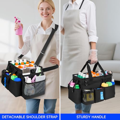 Cleaning Caddy Bag, Large Cleaning Bag for Housekeepers, Black - color: Black, size: L