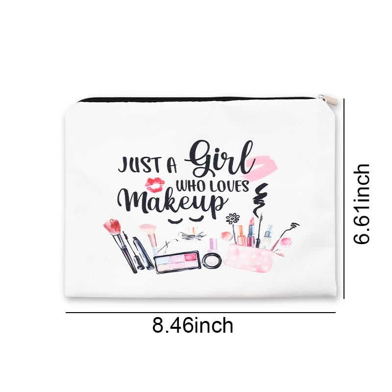 Funny Cosmetic Bag for Women Just A Girl Who Loves Makeup Bag for Girls Christmas Birthday Gifts for Daughter Friend Granddaughter Travel Toiletry Pouch With Zipper Makeup Cosmetic Pouches - style: Girls Makeup