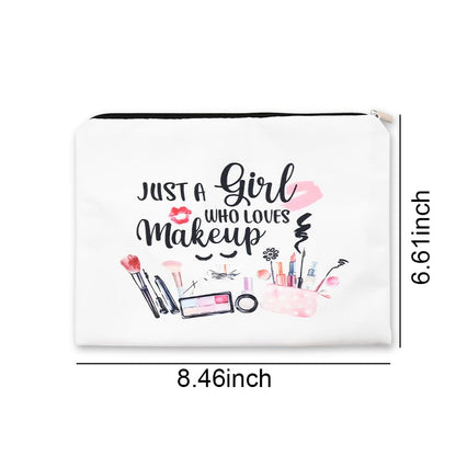 Funny Cosmetic Bag for Women Just A Girl Who Loves Makeup Bag for Girls Christmas Birthday Gifts for Daughter Friend Granddaughter Travel Toiletry Pouch With Zipper Makeup Cosmetic Pouches - style: Girls Makeup