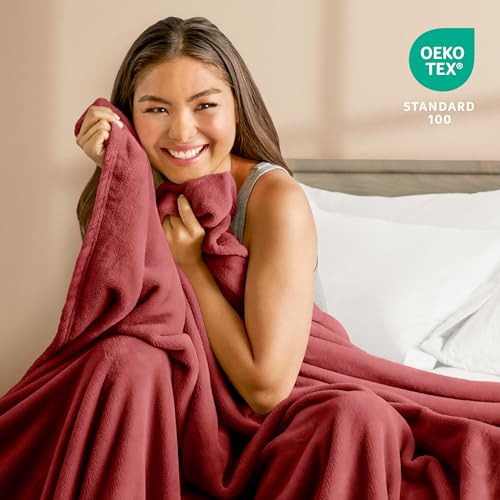 Bare Home Fleece Blanket Luxury Microplush (Full/Queen, Rosewood) - color: 24 - Rosewood, size: Full/Queen