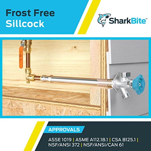 SharkBite 15 Inch Frost Free Sillcock, 1/2 x 3/4 Inch MHT, Push to Connect Brass Plumbing Fitting, PEX Pipe, Copper, CPVC, PE-RT, HDPE, 24637LF - size: 15 in.