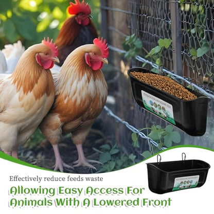 4 Pack Hanging Chicken Feeder Plastic Supplies with Metal Clips for Poultry