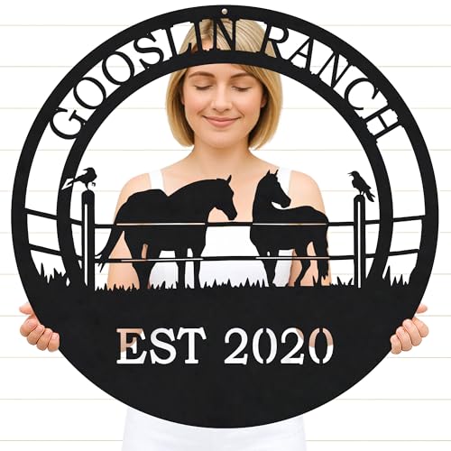 Horse Stall Metal Sign with Name – Custom Stable Wall Art for Entryway or Barn Door, Durable Gift for Horse Trainers or Groomers - color: Horse Sign #24