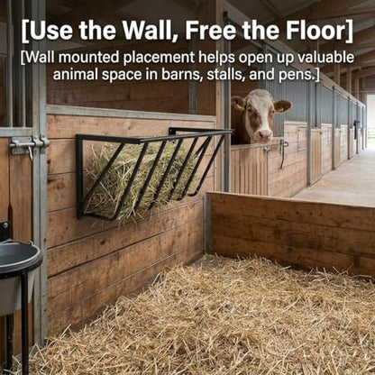 31.5'' Long Horse Hay Feeder with 25 Gallon Large Capacity, Carbon Steel Hay Rack Wall Mounted Design, Durable Hay Feeder for Horses for Sheep, Goats, Indoor Outdoor Uses