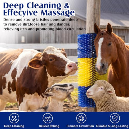 3 Pack Livestock Scratching Brush, Yellow and Blue - color: Yellow and Blue