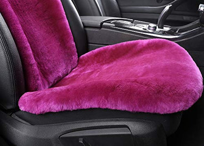 OGLAND Fuzzy Sheepskin Car Seat Cover for Soft Fluffy Genuine Wool Cushion - color: Magenta
