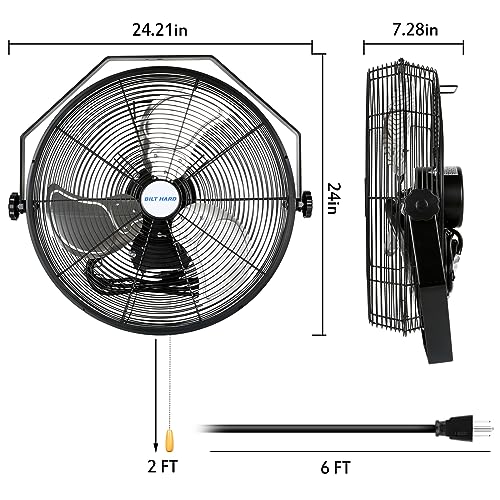 BILT HARD 4600 CFM 20 in. Industrial Wall Mount Fan, 3-Speeds High Velocity Wall Fan with Sealed Motor, Heavy Duty Metal Barn Fans for Garage, Commercial, Greenhouse, Warehouse & Shop Use