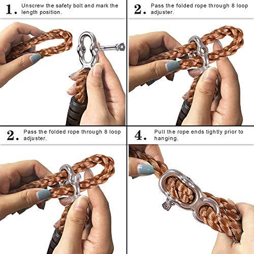 SELEWARE 6.5ft Tree Swing Rope, Adjustable Hammock Straps Hanging Kit - color: Brown-1 Pack, size: 6.5ft