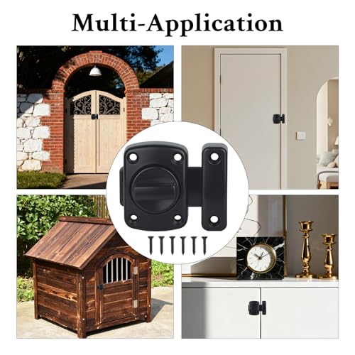 WellMade 2 Pack Heavy Duty Rotating Bolt Latch, 180° Double Sided Security Slide Lock – Zinc Alloy & Steel, Rustproof Gate Latch for Doors, Fences, Barns & Pet Enclosures