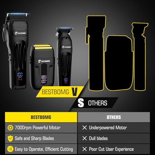 BESTBOMG® Hair Clippers for Men, Clipper, Trimmer & Shaver Set, BS-808A - color: Black