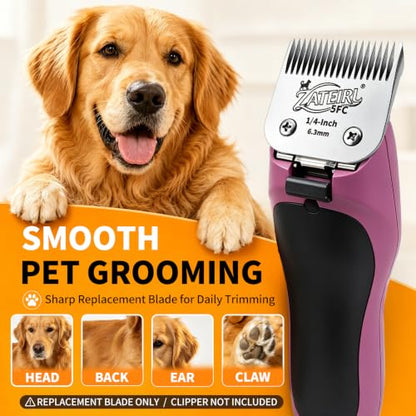 Size 5FC Detachable Pet Grooming Clipper Blade with Ceramic Cutter, 6.3mm 1/4 Inch Cut Length, Silver, Compatible with Andis, Oster A5, Wahl KM10, 3 Pack - color: Silver, size: 5FC 6.3mm - 3 Pack