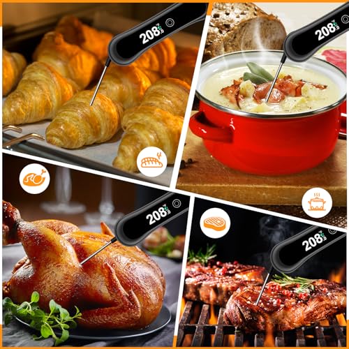 Instant Read Thermometer, 3in1 Touchscreen Food Thermometer, 180° Rotatable LED Display Digital Meat Thermometer