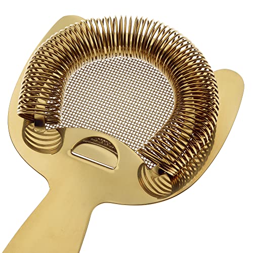 Barfly Fine Mesh Spring Strainer, Gold Plated - color: Gold