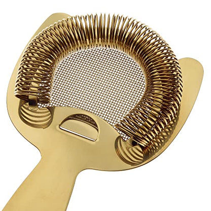 Barfly Fine Mesh Spring Strainer, Gold Plated - color: Gold