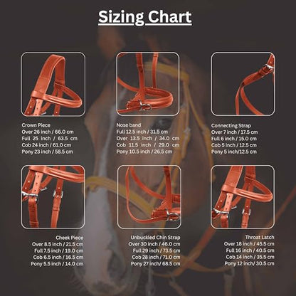 Hulara Genuine English Leather Crossover | Crossunder Bitless Horse Bridle Headstall with Reins - color: Tan, size: Cob