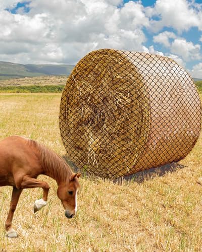 6x6ft Round Bale Hay Net, Knotless Slow Feeder Hay Net for Horses - size: 6x6Ft