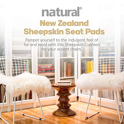 Natural Sheepskin Chair Pad, Non-Slip, Natural, 4 Pack - color: Natural, size: 4 Count (Pack of 1)