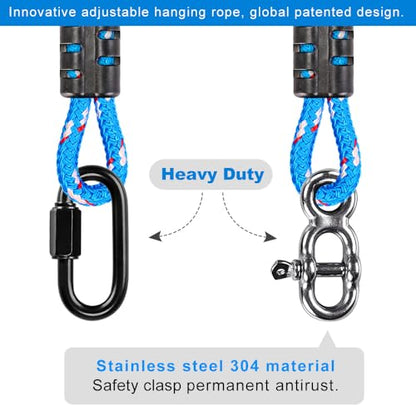 SELEWARE 3ft Tree Swing Rope, Adjustable Hammock Straps Hanging Kit - color: Blue-2 Pack, size: 3ft