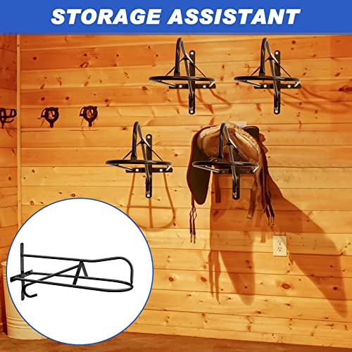 Paterr 4 Sets Saddle Rack Wall Mounted Saddle Stand, 20.3 x 11.8 x 9 Inches Black Saddle Rack Stand for Western Saddles Horses, Installing Screws Included