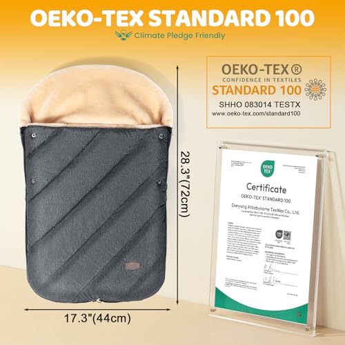 Orzbow Winter Car Seat Cover for Baby, Universal Fit, Berber Fleece, Gray | Car Seat Bunting Bag for Babies with Adjustable Zipper, Removable Car Seat & Stroller Footmuff to be Blanket - color: Faux Sheepskin Lining - Dark Gray