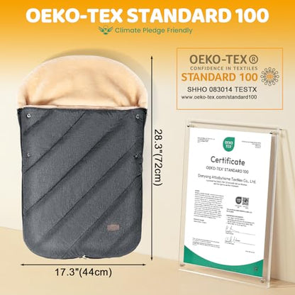 Orzbow Winter Car Seat Cover for Baby, Universal Fit, Berber Fleece, Gray | Car Seat Bunting Bag for Babies with Adjustable Zipper, Removable Car Seat & Stroller Footmuff to be Blanket - color: Faux Sheepskin Lining - Dark Gray
