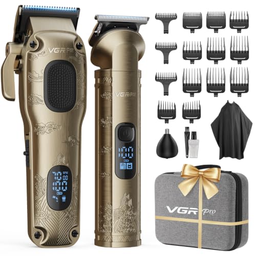 VGRPRO Hair Clippers for Men Professional, Cordless Clipper and Trimmer Set - color: Gloden