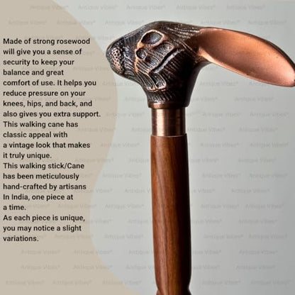 Brass Handle Victorian Telescope Foldable Wooden Walking Stick Cane Ideal Vintage Gift Men Women Father/Mother - style: Rabbit Copper Finish