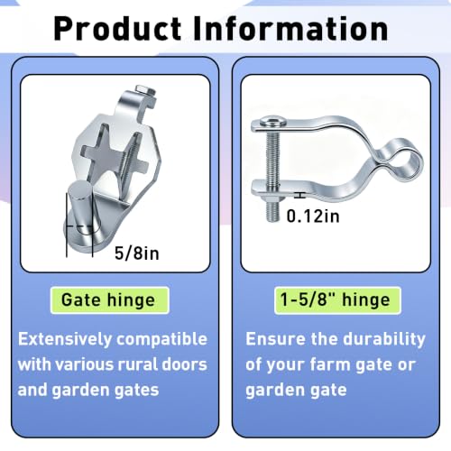2PCS T Post Hinge Pins with 1-5/8″ Female Hinges for Farm Fences