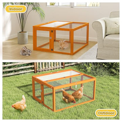 COZIWOW Chicken Coop Run Portable Chicken Cage Pens Rabbit Hutch, Orange - color: Orange