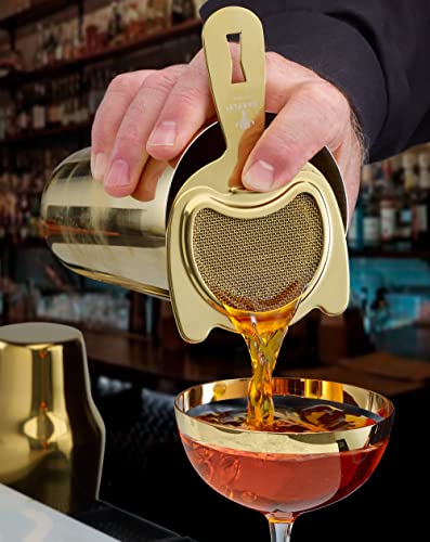 Barfly Fine Mesh Spring Strainer, Gold Plated - color: Gold