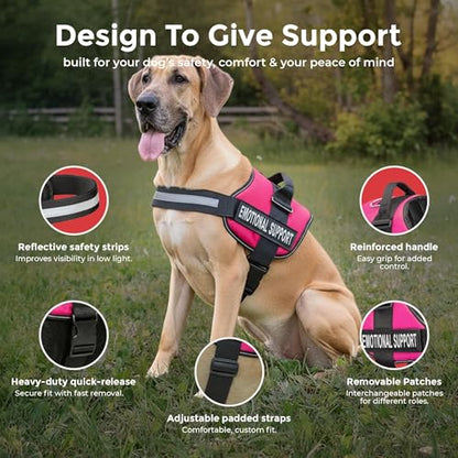 Industrial Puppy Emotional Support Vest Harness, XXL 33-42 in, Pink - color: Hot Pink, size: XXL, Fits Girth 33-42"