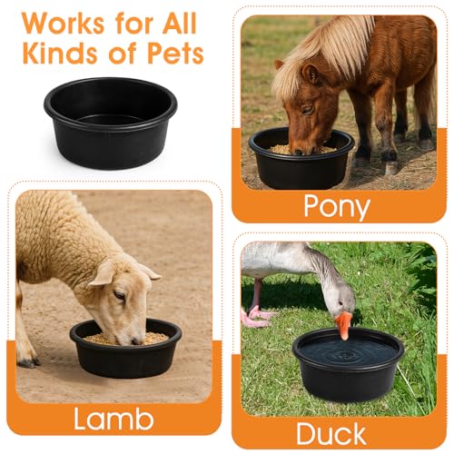MAQUITA 4Pcs Rubber Feed Pan, Utility Feed Bucket, 1 Gallon Rubber Bowl Chicken Dust Bath Livestock Water Bowl for Pig Goat Chicken Dogs Farm Small Animal(10.6 x 4.1Inches)