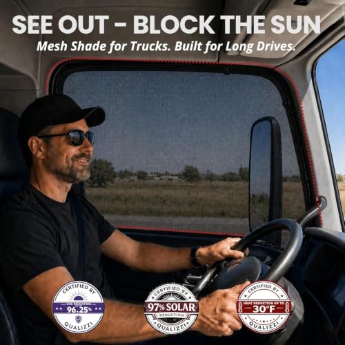 XXXL/Window Sun Shades for Trucks, 2-Pack/8 Sizes. Stretch-To-Fit H: 23"x W: 50" Rear Windows. Slip-On Breathable Mesh Socks for Side Windows, Full Coverage, Heat & Bug Protection, 2-Pack by Qualizzi - size: 3XL - Universal