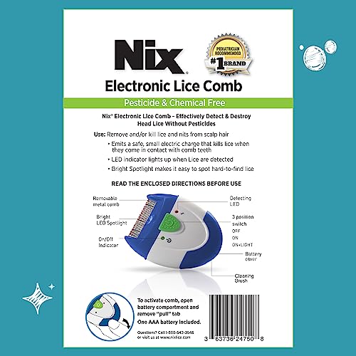 Nix Electronic Lice Comb, Removes Nits From Hair, 1 Count - color: White and Blue