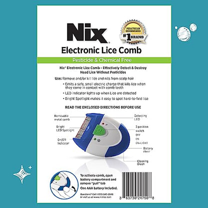 Nix Electronic Lice Comb, Removes Nits From Hair, 1 Count - color: White and Blue