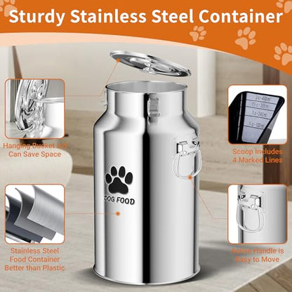 30Lbs Stainless Steel Dog Food Container，Metal Dog Food Storage Container