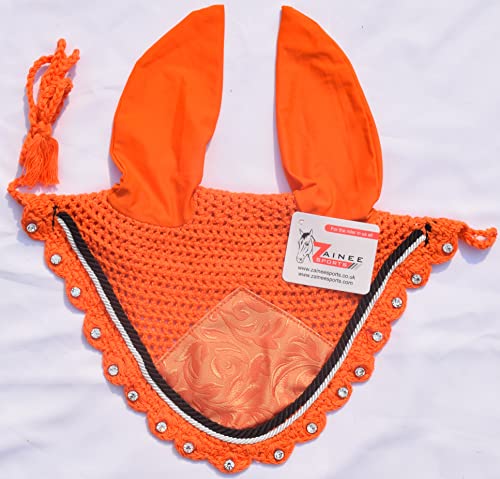 Orange Luxury Saddle Pad Set Matching Ear Bonnet | Equestrian Show Gear | Horse Riding Matchy Set | Dressage or Jumping/Hunter - size: Horse/Full