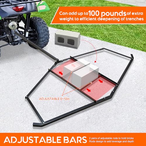 Driveway Drag 66" Width, 35" Length, 4" Height, Tow Behind Drag Harrow, Garden Lawn Tractor Attachable, Steel Head, Garden Rake