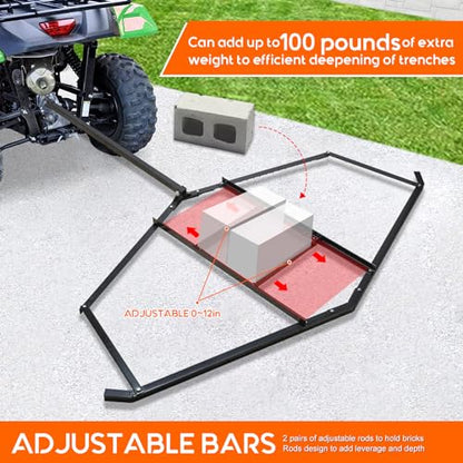 Driveway Drag 66" Width, 35" Length, 4" Height, Tow Behind Drag Harrow, Garden Lawn Tractor Attachable, Steel Head, Garden Rake
