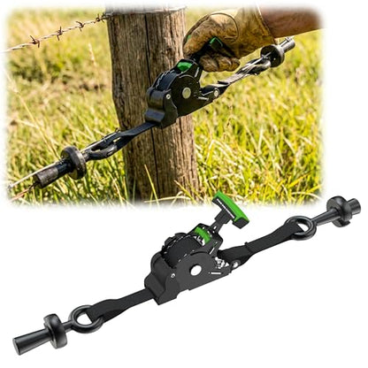 Fence Wire Stretcher Tool, Heavy Duty Barbed Wire Fence Stretcher, Dual-Mode Retractable Ratchet Wire Puller & Tensioner, for Barbed & Smooth Wire, 8ft Reach, Ultra-Lightweight 3.3 lbs - size: Wire Stretcher Tool + Wire Pullers