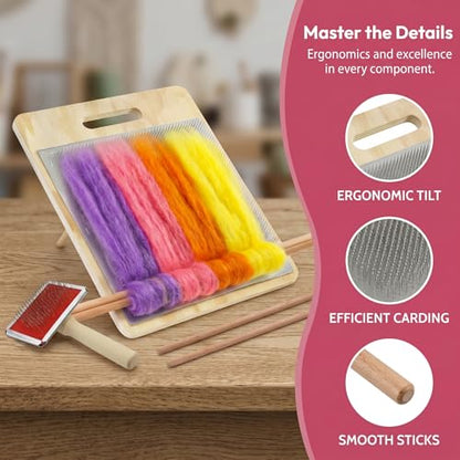 Jucoan Wool Carder Blending Board Set, Large Tilted Blending Board